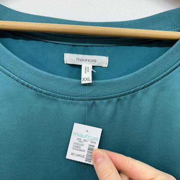 NEW Maurices Blue Satin Ruffle Blouse Tank Top Plus Size XXL - Picture 5 of 5